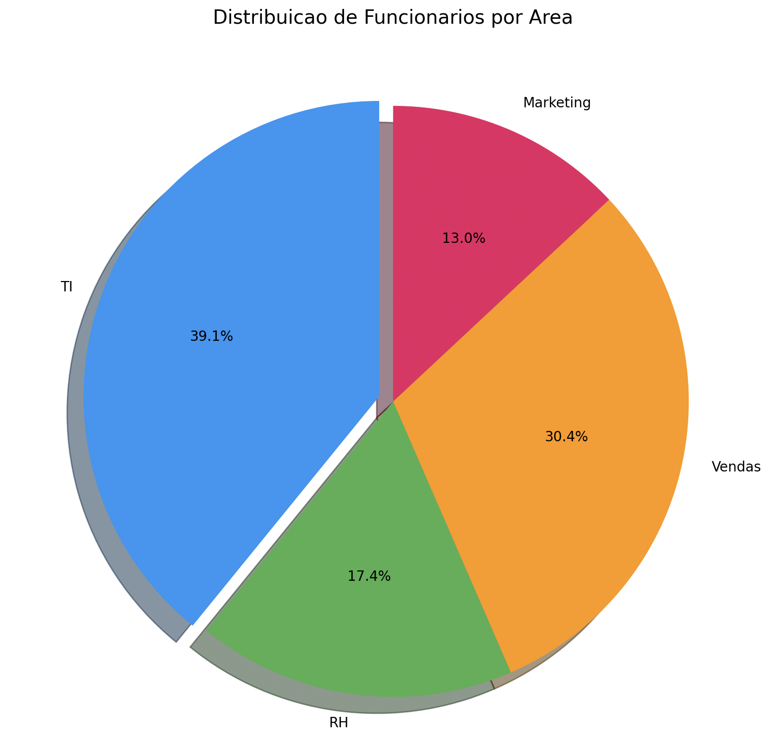 Gráfico de pizza — distribuição de funcionários