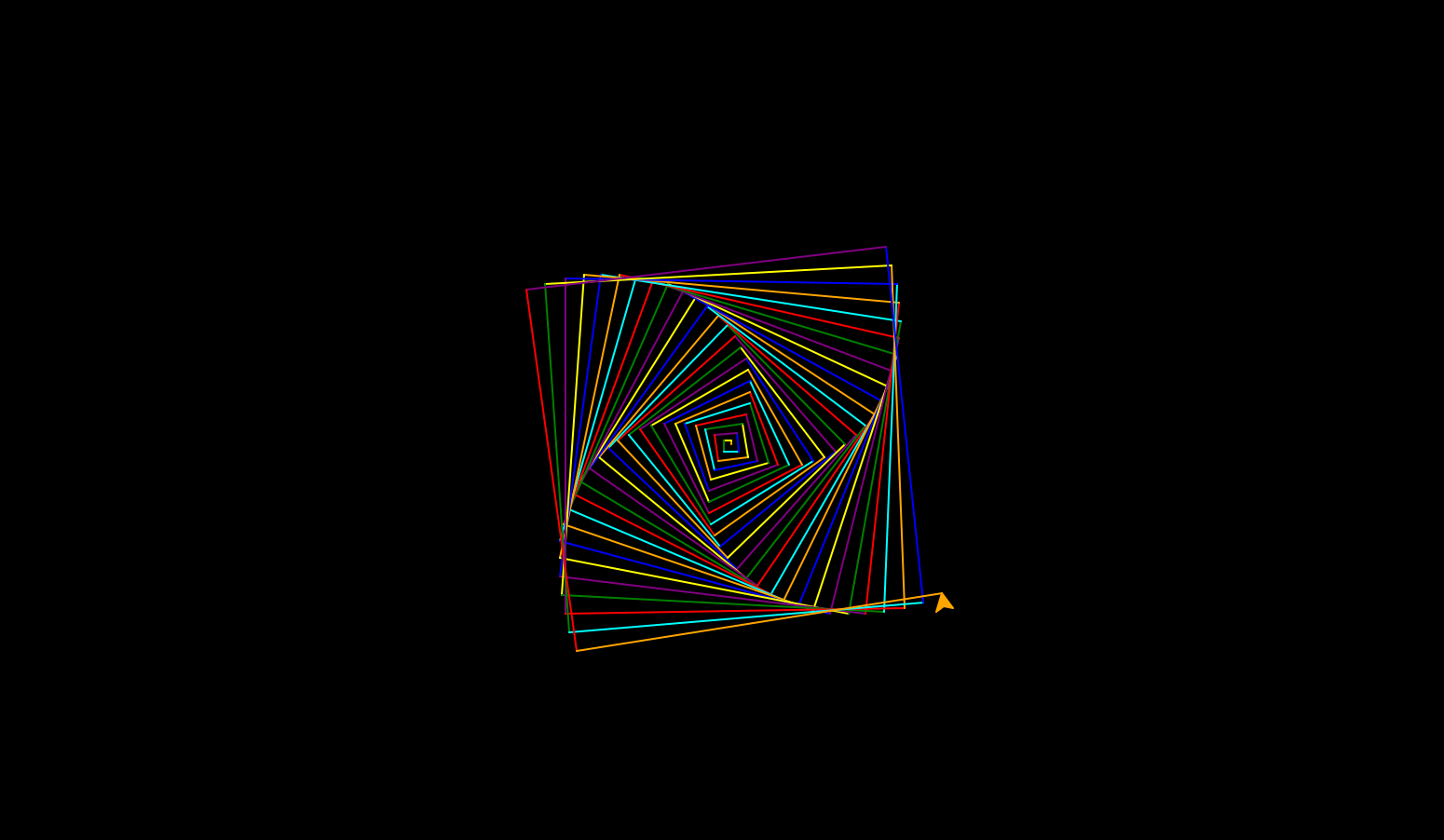 Padrão espiral criado com loops no Turtle